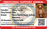 Emotional Supoort Animal (ESA) ID Card From Federal Service Dog Registration