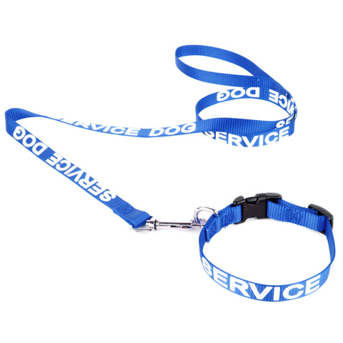 Blue Service Dog Leash And Collar ESA Premium Package