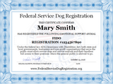 Emotional Support Animal ESA Certificate From Federal Service Dog Registration