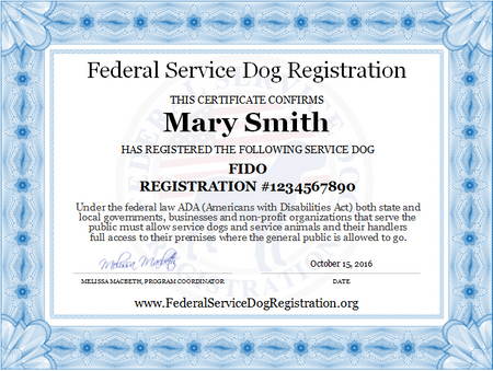 Federal registration deals for service dogs