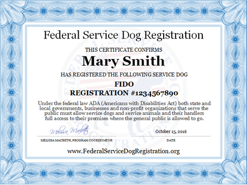 Top Dog Products (service dog registration certificate)